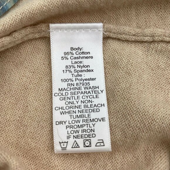 LOGO Lori Goldstein Womens SweaterTunic Top SP Cashmere Blend Lace Long Sleeve - Picture 8 of 8